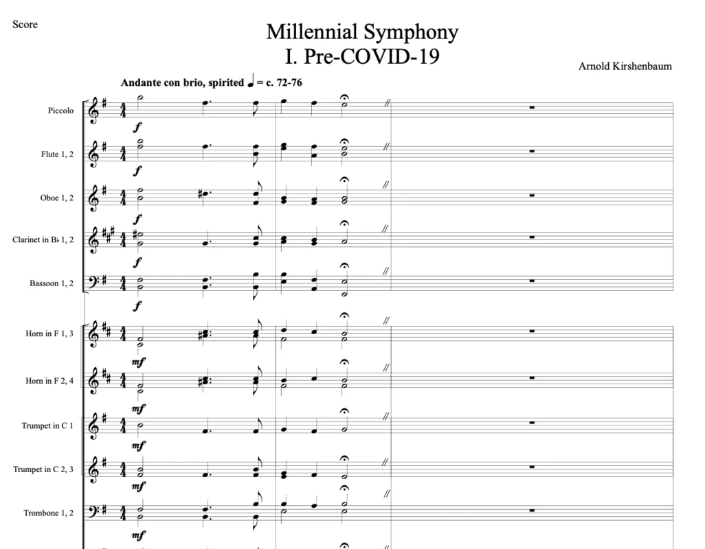 Opening score page of Millennial Symphony