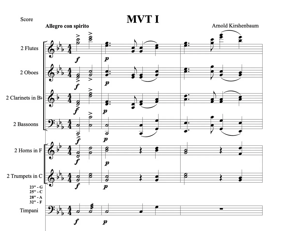 Opening score page of Piano Concerto in C Minor